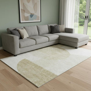 HomeRoots 8' X 10' Brown & Ivory Geometric Area Rug - Washable, UV Protected, Durable for High-Traffic Spaces 655816