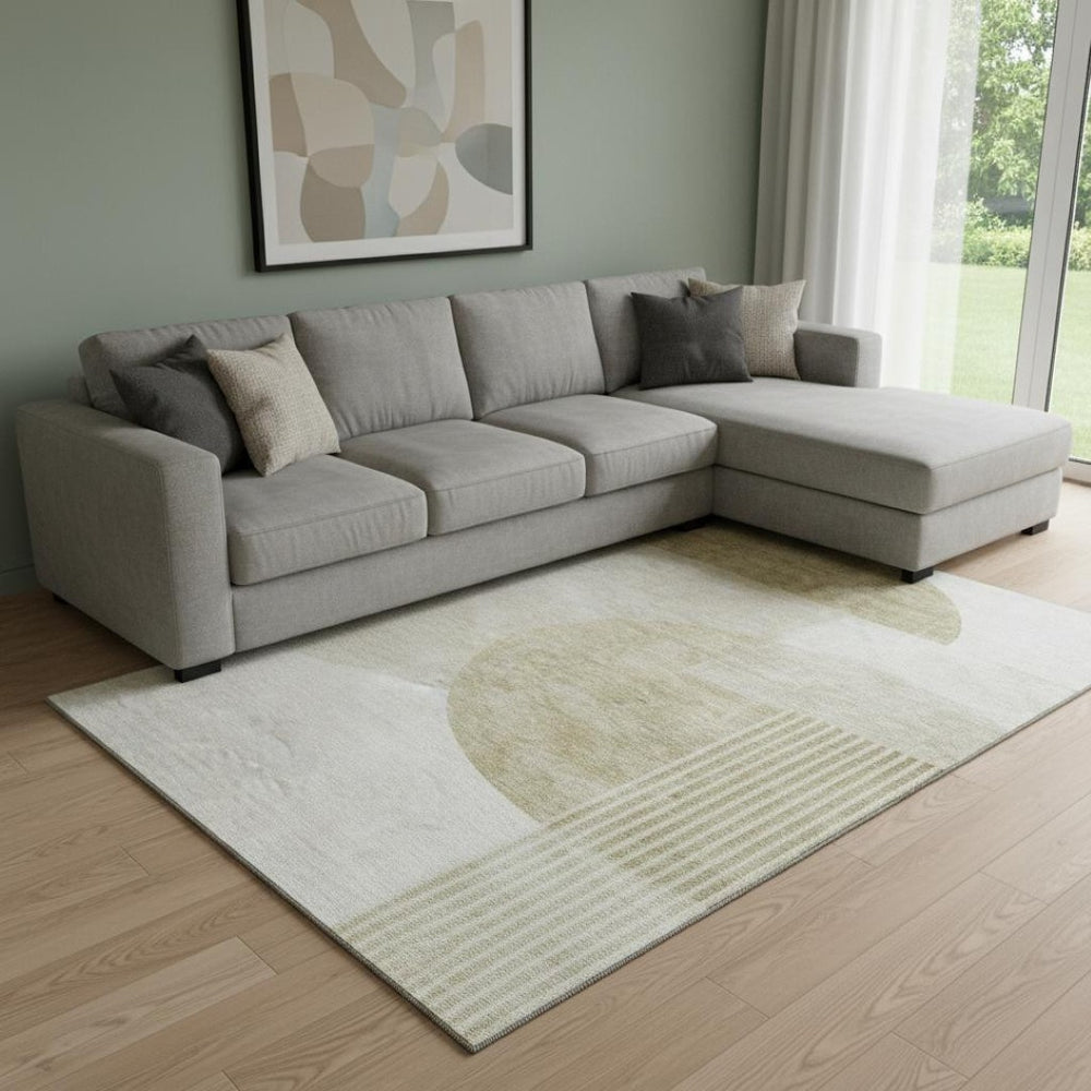 HomeRoots 9' X 12' Brown And Ivory Geometric Area Rug - Washable, UV Protected, Perfect for Modern Homes! 655817