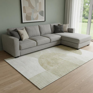 HomeRoots 9' X 12' Brown And Ivory Geometric Area Rug - Washable, UV Protected, Perfect for Modern Homes! 655817