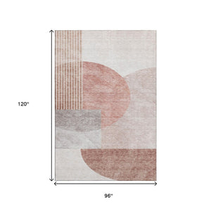 HomeRoots 8' X 10' Stylish Copper Gray & Ivory Geometric Area Rug – Washable, UV-Protected, Durable Design 655828