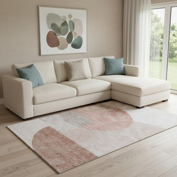 HomeRoots 8' X 10' Stylish Copper Gray & Ivory Geometric Area Rug – Washable, UV-Protected, Durable Design 655828