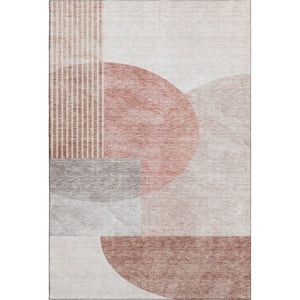 HomeRoots 9' Geometric Copper Gray and Ivory Area Rug - Durable, Washable, UV Protected for High-Traffic Spaces 655829