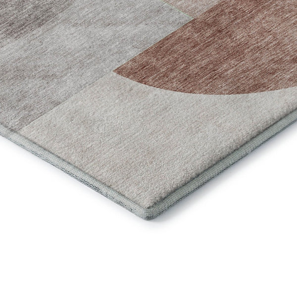 HomeRoots 9' Geometric Copper Gray and Ivory Area Rug - Durable, Washable, UV Protected for High-Traffic Spaces 655829