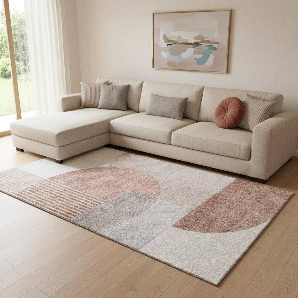 HomeRoots 10' X 14' Stylish Copper Gray and Ivory Geometric Washable Area Rug with UV Protection & Durability 655830