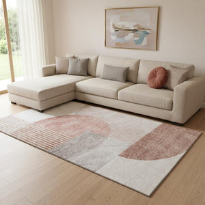 HomeRoots 10' X 14' Stylish Copper Gray and Ivory Geometric Washable Area Rug with UV Protection & Durability 655830