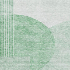 HomeRoots 8' X 10' Washable Green & Ivory Geometric Area Rug with UV Protection - Durable, Stain-Resistant Style 655834