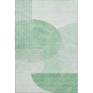 HomeRoots 10' Geometric Green and Ivory Washable Area Rug with UV Protection for Stylish Durable Spaces 655836