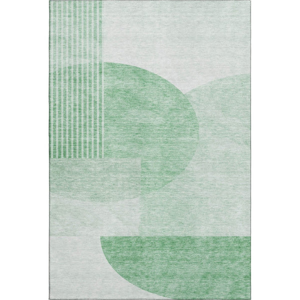 HomeRoots 10' Geometric Green and Ivory Washable Area Rug with UV Protection for Stylish Durable Spaces 655836