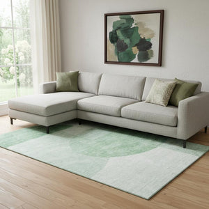 HomeRoots 10' Geometric Green and Ivory Washable Area Rug with UV Protection for Stylish Durable Spaces 655836
