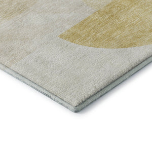 HomeRoots 8' X 10' Gold and Ivory Geometric Washable Area Rug – Durable, Stylish, UV-Protected for Homes 655840