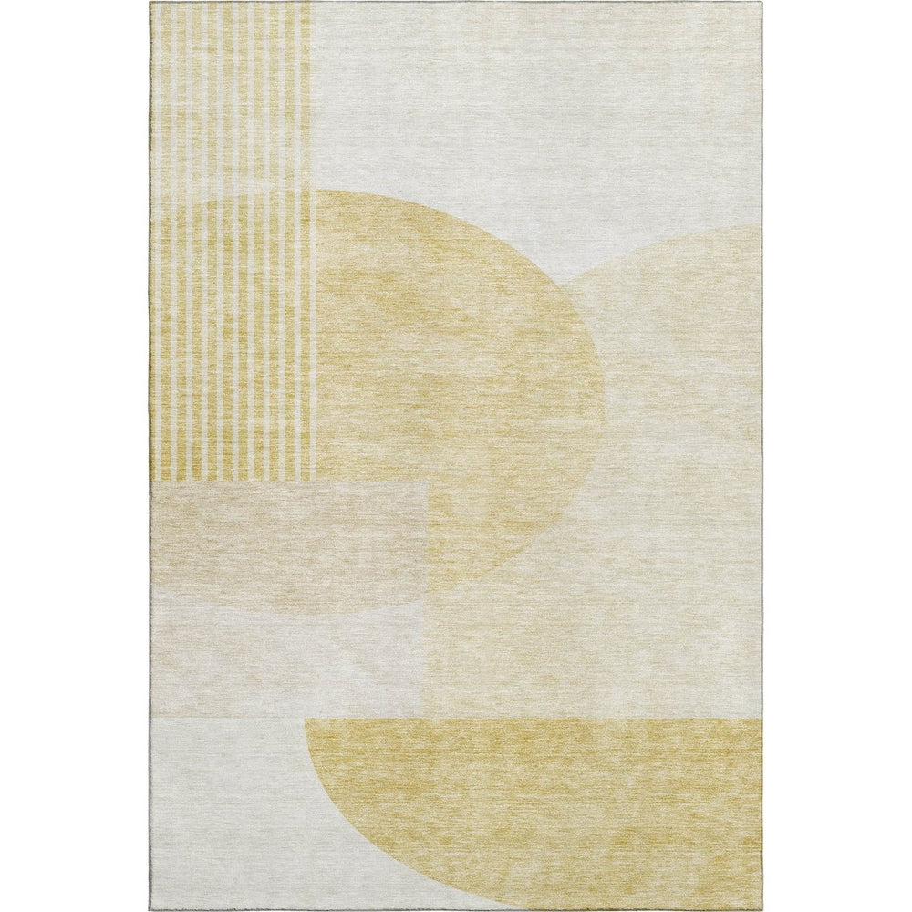 HomeRoots 10' X 14' Gold & Ivory Geometric Washable Area Rug – Durable, Stylish, UV-Protected for Active Spaces 655842