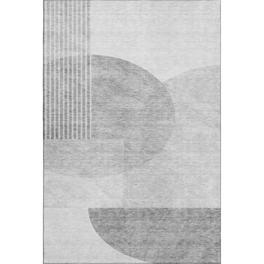 HomeRoots 10' Gray and Silver Geometric Area Rug – Washable, UV Protected, Stylish for High-Traffic Spaces 655848