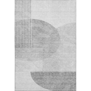 HomeRoots 10' Gray and Silver Geometric Area Rug – Washable, UV Protected, Stylish for High-Traffic Spaces 655848