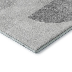 HomeRoots 10' Gray and Silver Geometric Area Rug – Washable, UV Protected, Stylish for High-Traffic Spaces 655848