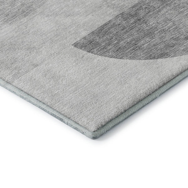 HomeRoots 10' Gray and Silver Geometric Area Rug – Washable, UV Protected, Stylish for High-Traffic Spaces 655848