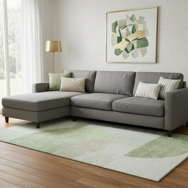 HomeRoots 8' X 10' Olive Green & Beige Geometric Area Rug - Washable, UV Protected, Durable & Stylish Design 655852