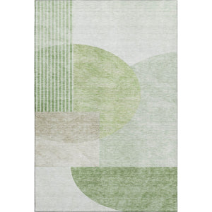 HomeRoots 10' X 14' Olive Green and Beige Geometric Area Rug – Washable, UV-Protected, Stylish & Durable! 655854