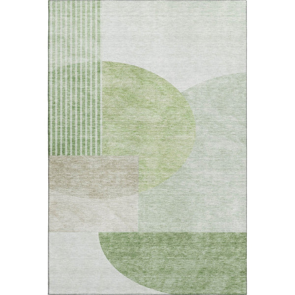 HomeRoots 10' X 14' Olive Green and Beige Geometric Area Rug – Washable, UV-Protected, Stylish & Durable! 655854