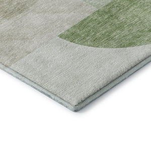 HomeRoots 10' X 14' Olive Green and Beige Geometric Area Rug – Washable, UV-Protected, Stylish & Durable! 655854