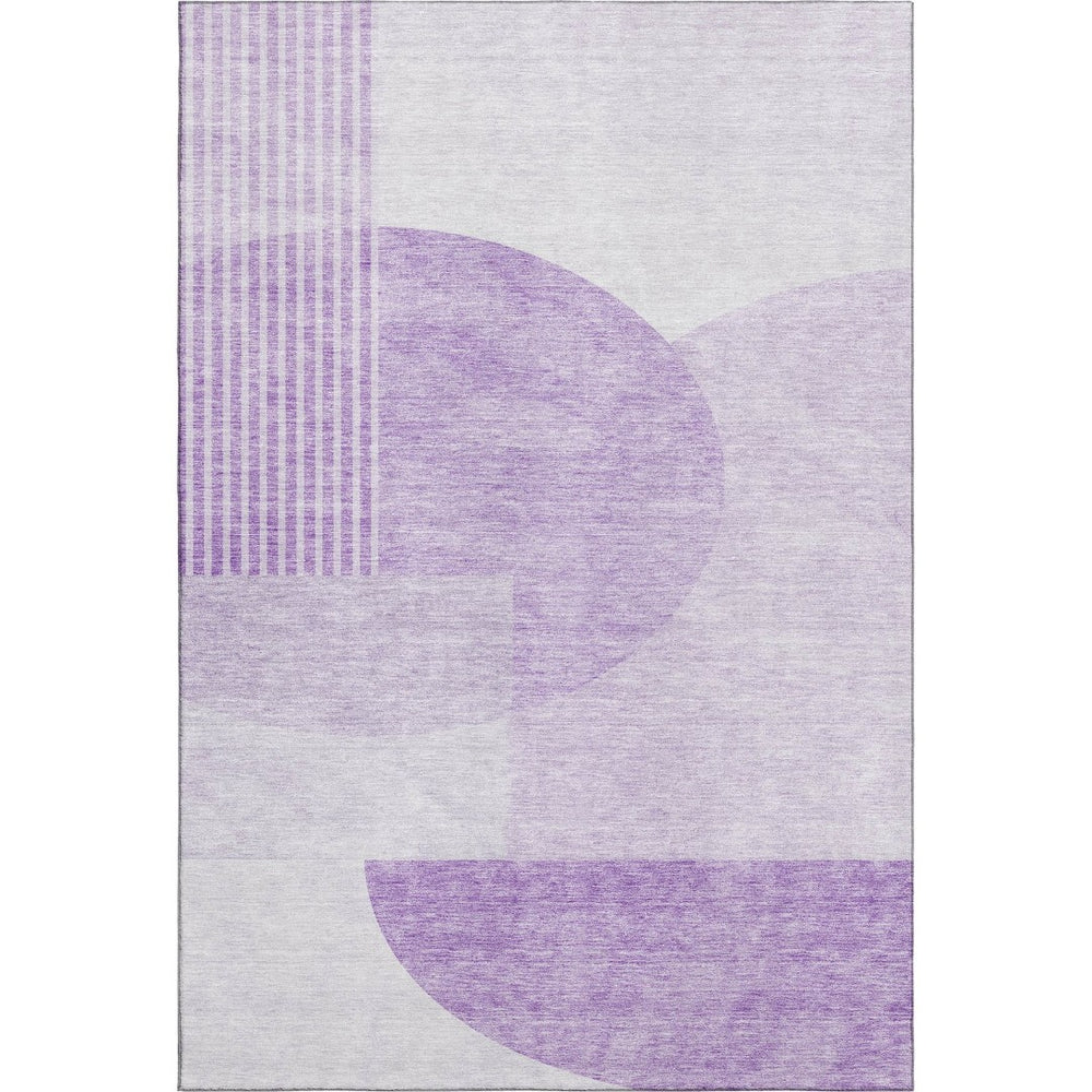 HomeRoots 8' X 10' Purple And Ivory Geometric Washable Area Rug - Durable, UV-Protected & Easy to Maintain 655858