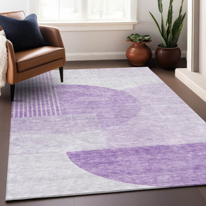 HomeRoots 10' X 14' Purple & Ivory Geometric Area Rug - Washable, UV Protected, Stylish & Durable for High-Traffic Spaces 655860