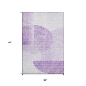 HomeRoots 10' X 14' Purple & Ivory Geometric Area Rug - Washable, UV Protected, Stylish & Durable for High-Traffic Spaces 655860