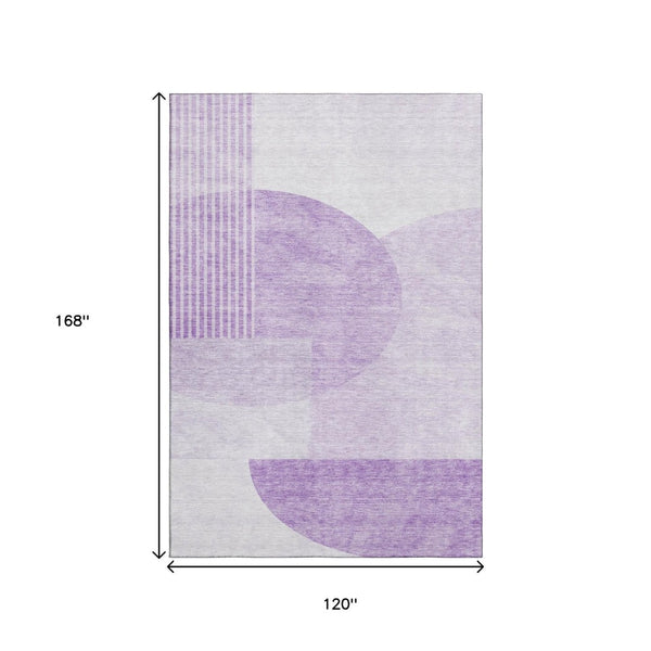 HomeRoots 10' X 14' Purple & Ivory Geometric Area Rug - Washable, UV Protected, Stylish & Durable for High-Traffic Spaces 655860