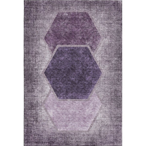 HomeRoots 5' X 8' Eggplant & Ivory Geometric Washable Area Rug - Durable, UV-Protected for Family Spaces 655868