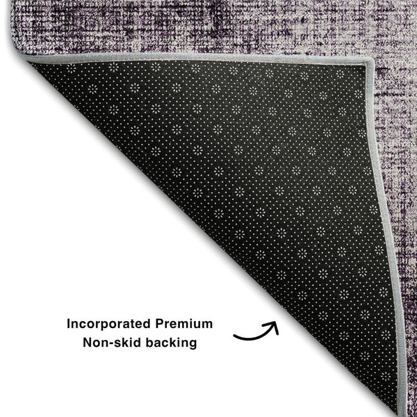 HomeRoots 5' X 8' Eggplant & Ivory Geometric Washable Area Rug - Durable, UV-Protected for Family Spaces 655868