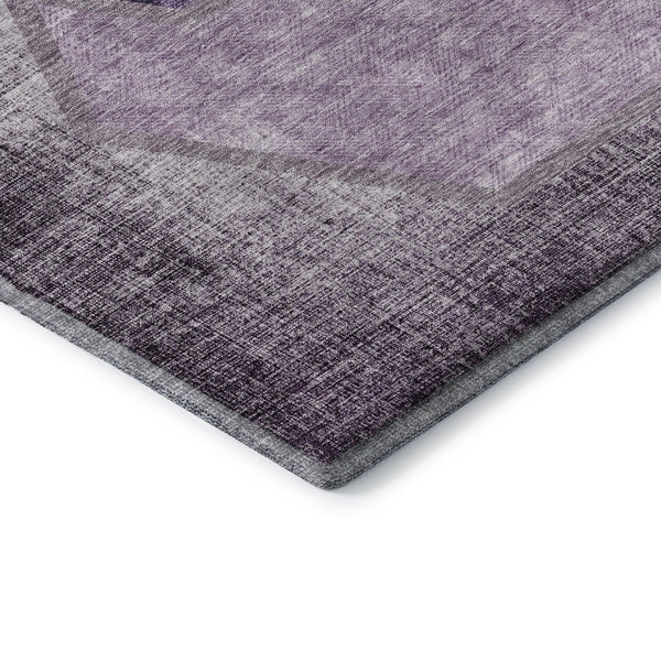 HomeRoots 5' X 8' Eggplant & Ivory Geometric Washable Area Rug - Durable, UV-Protected for Family Spaces 655868