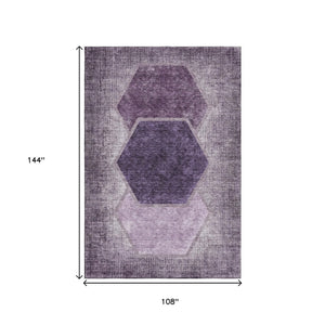 HomeRoots 9' X 12' Eggplant Geometric Area Rug - Modern, Washable, UV-Protected, Perfect for High Traffic Homes 655871