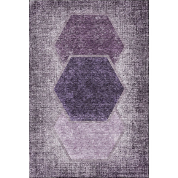 HomeRoots 9' X 12' Eggplant Geometric Area Rug - Modern, Washable, UV-Protected, Perfect for High Traffic Homes 655871