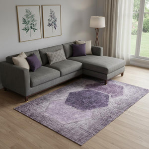 HomeRoots 10' X 14' Eggplant Geometric Area Rug - Washable, UV-Protected, Durable, Stylish for Family Spaces 655872