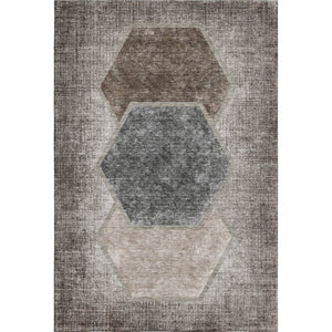 HomeRoots 8' X 10' Brown Taupe & Charcoal Geometric Area Rug - Stylish, Washable, UV Protected & Durable Design 655876