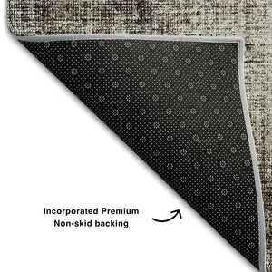 HomeRoots 8' X 10' Brown Taupe & Charcoal Geometric Area Rug - Stylish, Washable, UV Protected & Durable Design 655876