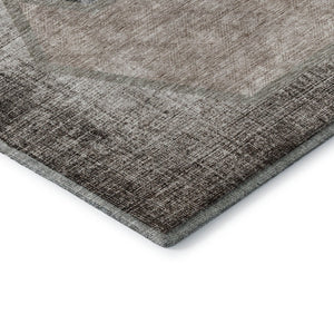 HomeRoots 8' X 10' Brown Taupe & Charcoal Geometric Area Rug - Stylish, Washable, UV Protected & Durable Design 655876