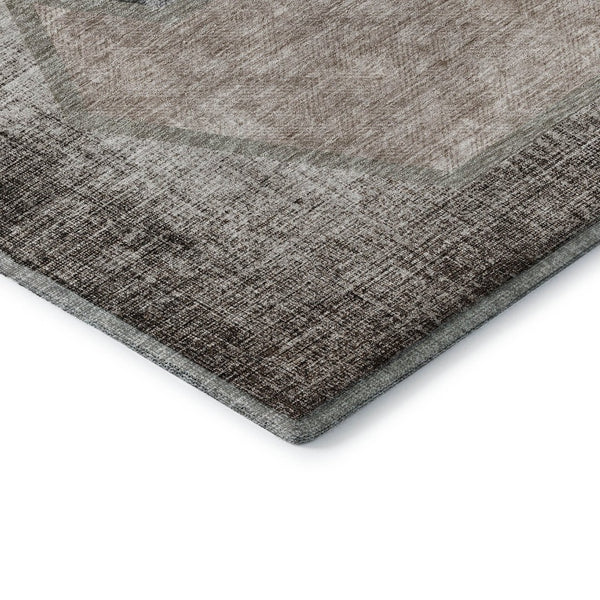 HomeRoots 8' X 10' Brown Taupe & Charcoal Geometric Area Rug - Stylish, Washable, UV Protected & Durable Design 655876