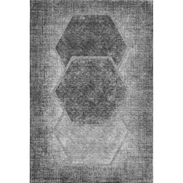 HomeRoots 5' X 8' Gray And Silver Geometric Area Rug – Washable, UV Protected, Stylish & Durable for Modern Homes 655880