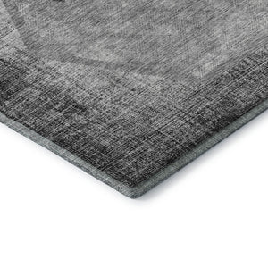 HomeRoots 5' X 8' Gray And Silver Geometric Area Rug – Washable, UV Protected, Stylish & Durable for Modern Homes 655880