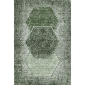HomeRoots 9' X 12' Olive Green & Charcoal Geometric Area Rug - Washable, UV-Protected for High-Traffic Spaces 655889
