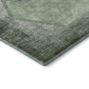 HomeRoots 9' X 12' Olive Green & Charcoal Geometric Area Rug - Washable, UV-Protected for High-Traffic Spaces 655889