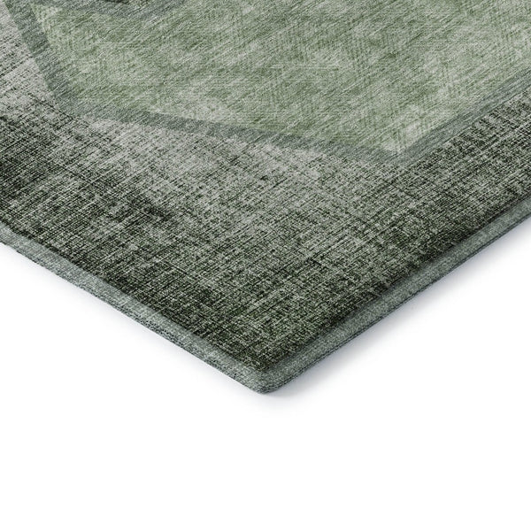HomeRoots 9' X 12' Olive Green & Charcoal Geometric Area Rug - Washable, UV-Protected for High-Traffic Spaces 655889