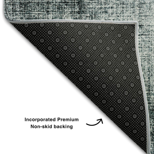 HomeRoots 5' Teal and Ivory Geometric Area Rug - Washable, UV-Protected, Durable for Homes with Kids & Pets 655892