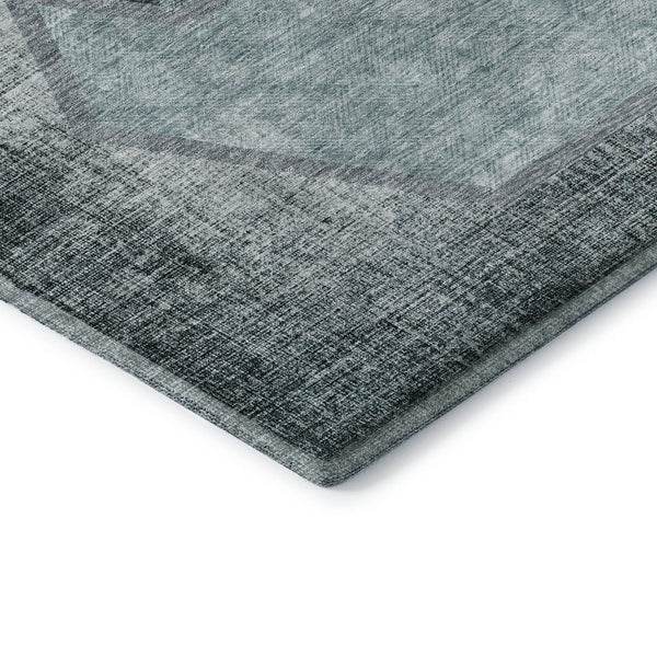 HomeRoots 8' X 10' Teal & Ivory Geometric Area Rug - Washable, UV-Protected, Durable for High-Traffic Spaces 655894