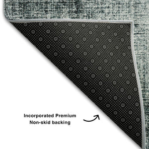 HomeRoots 9' X 12' Teal and Ivory Washable Geometric Area Rug with UV Protection for High-Traffic Spaces 655895