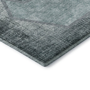 HomeRoots 9' X 12' Teal and Ivory Washable Geometric Area Rug with UV Protection for High-Traffic Spaces 655895