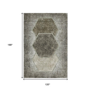 HomeRoots 10' X 14' Stylish Taupe and Brown Geometric Area Rug - Durable, Washable, UV Protected for Busy Homes 655902