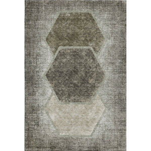 HomeRoots 10' X 14' Stylish Taupe and Brown Geometric Area Rug - Durable, Washable, UV Protected for Busy Homes 655902