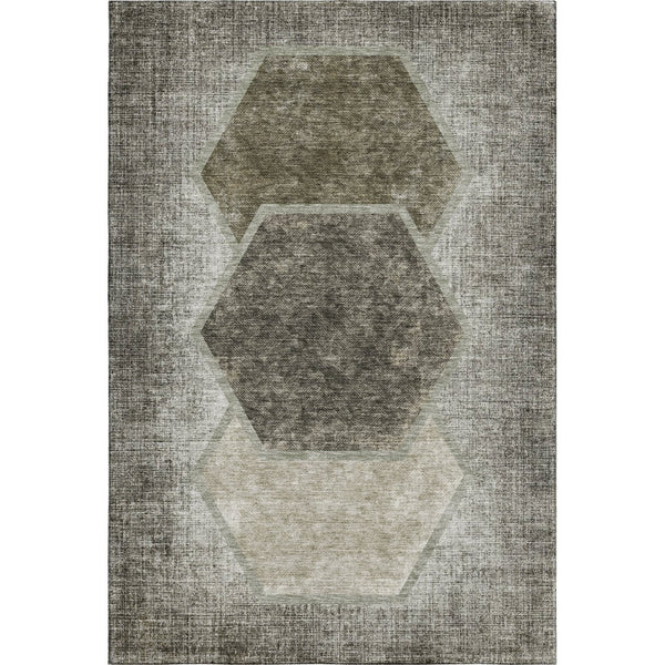 HomeRoots 10' X 14' Stylish Taupe and Brown Geometric Area Rug - Durable, Washable, UV Protected for Busy Homes 655902