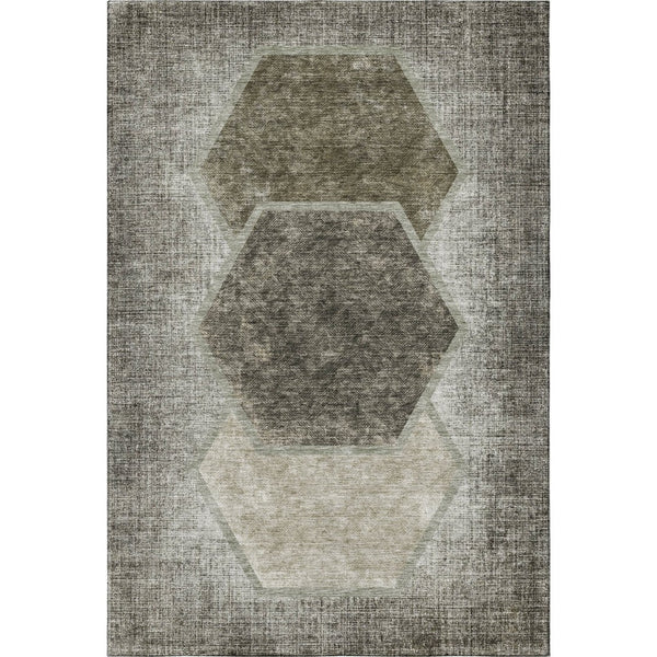 HomeRoots 10' X 14' Stylish Taupe and Brown Geometric Area Rug - Durable, Washable, UV Protected for Busy Homes 655902